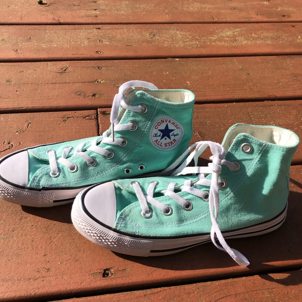 Converse Mint Green High-Top Canvas Sneakers with White Trim Women’s Size 5 1/2